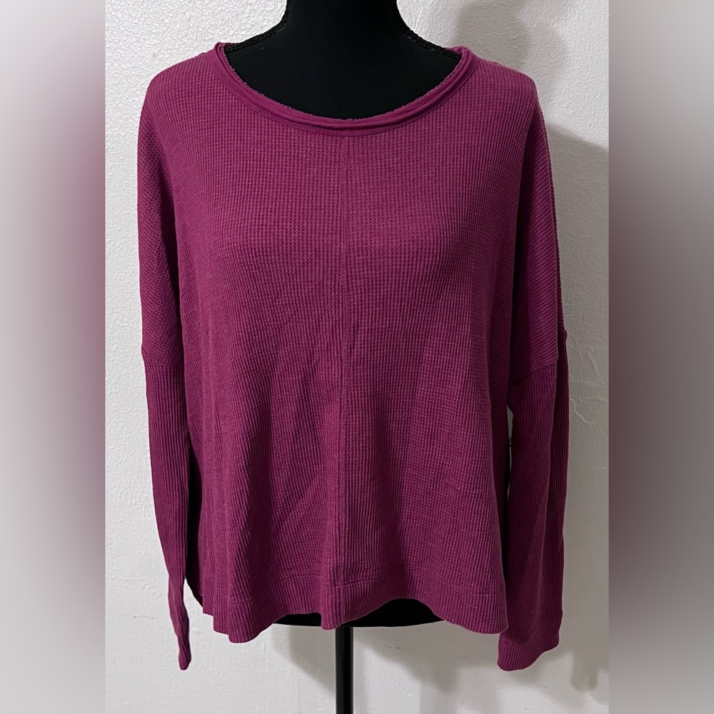 Anthropologie Waffle Print Long-sleeve Vibrant Knit Sweater Boxey Dolman